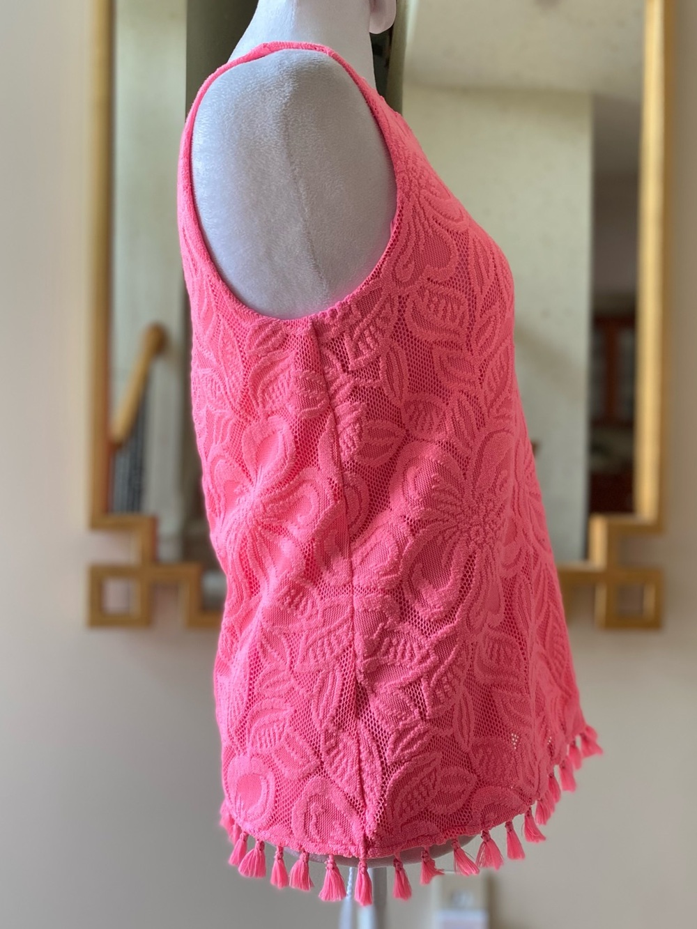 Lilly Pulitzer Maybelle Top Coral Wildflower Lace XS hot pink - Picture 4 of 16